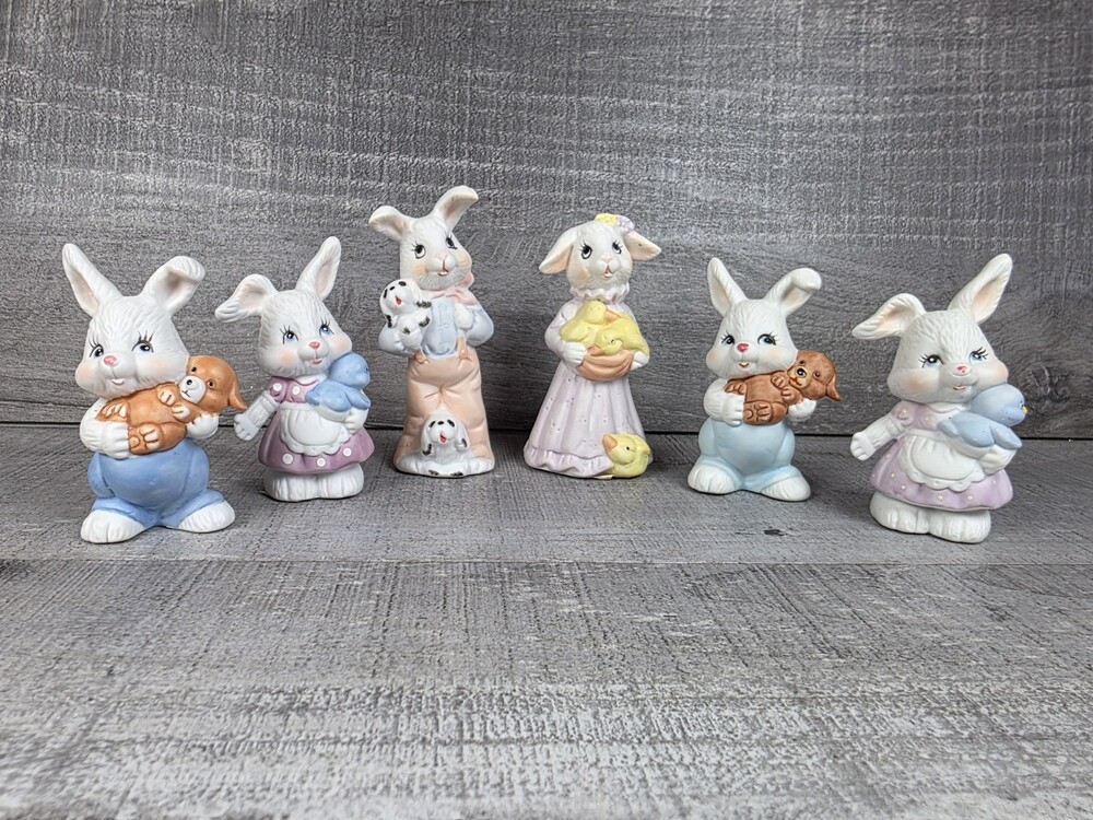 Vtg Easter Bunny Rabbit Figurine Lot Albert Price Ceramic Spring Decor 25a5
